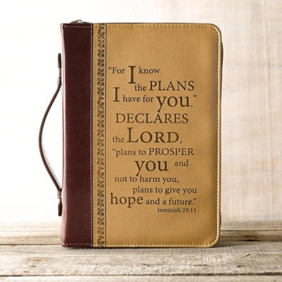 For I Know the Plans I Have For You Bible Cover - Brown Large