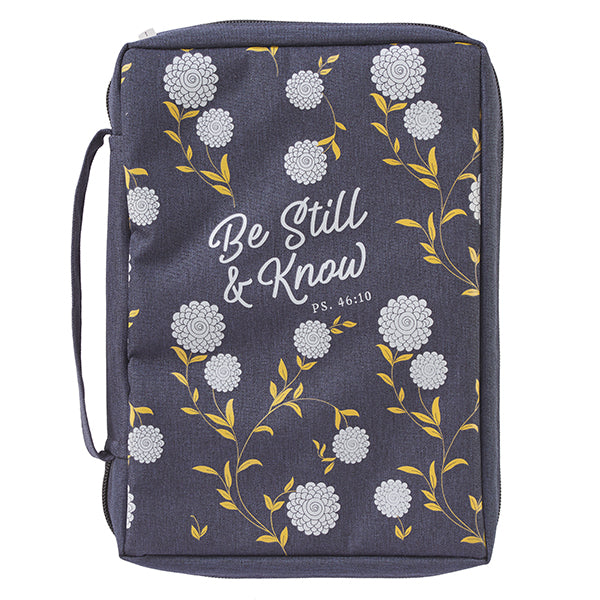 Be Still and Know Bible Cover, Canvas, Navy Blue, Medium