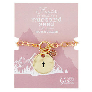 Bracelet - Mustard Seed - Loved, Believe, Faith, Cross