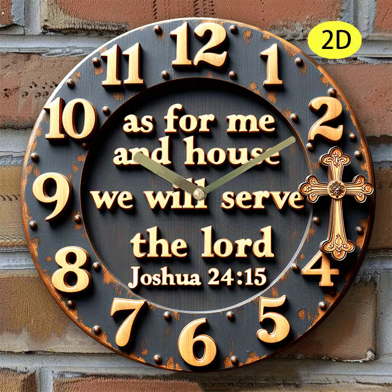 Clock - Wall - Joshua 24:15 - Black