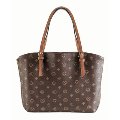 Designer Cross and Purse Style Bible Cover, Brown, X-Large