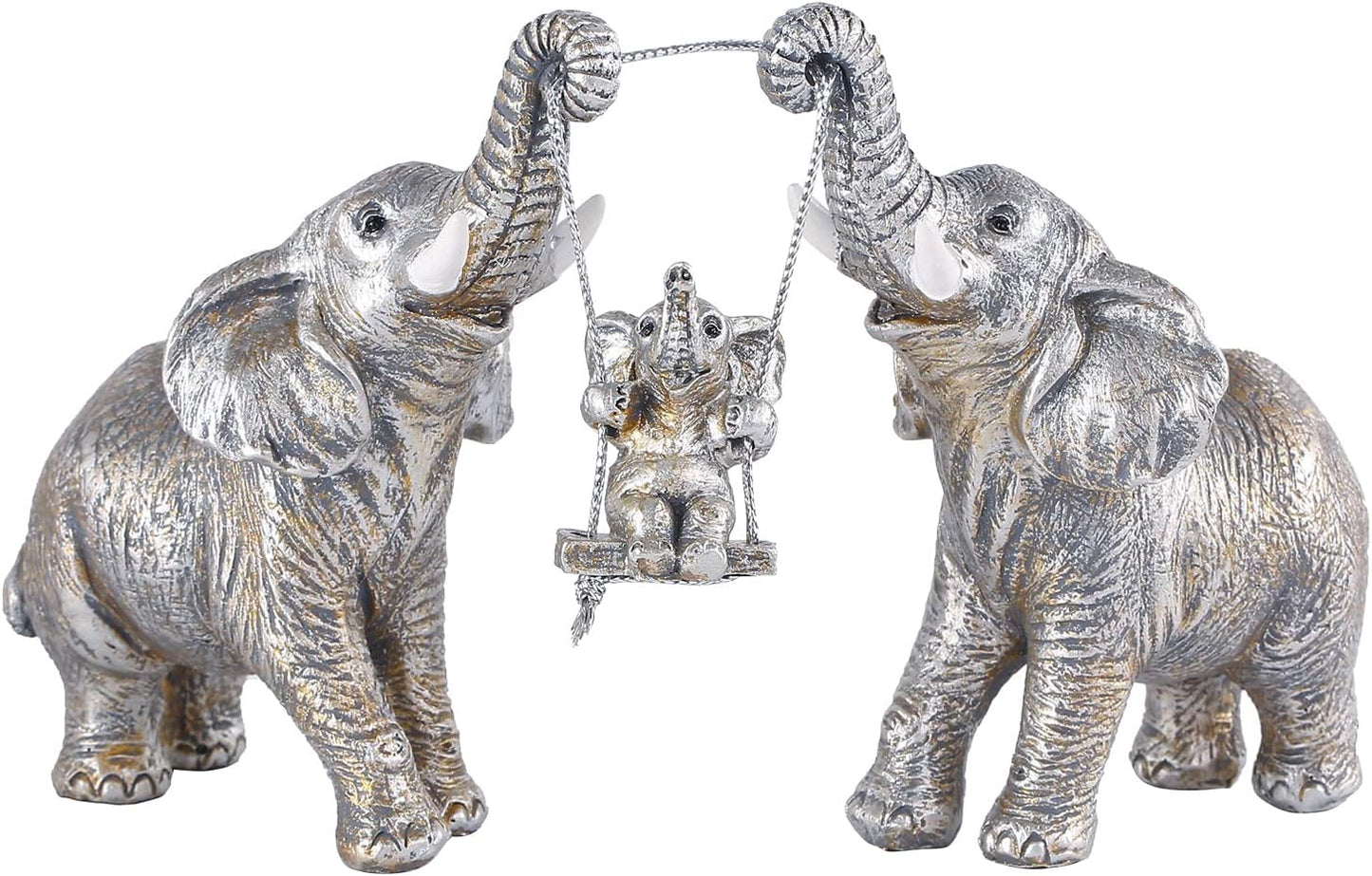 Statue-Silver Elephant w/Swing-Medium