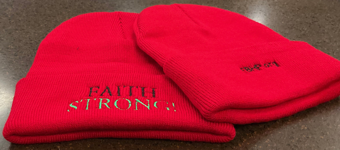 CLEARANCE - Skull Cap - Faith Strong Beanie, One Size (Burnt Orange)