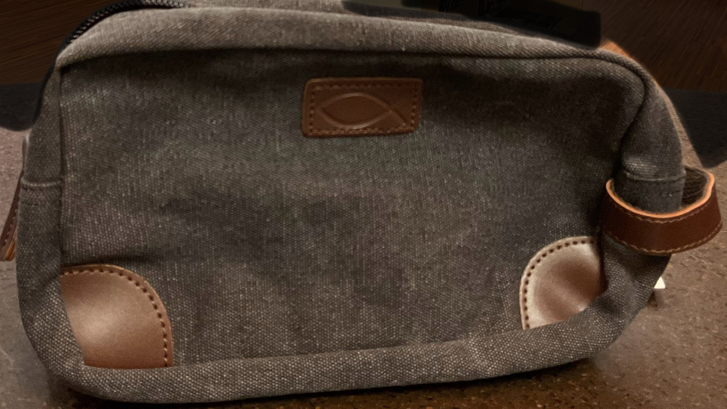 Bag - Men's Toiletry - Canvas & Leather DOPP Charcoal-Medium