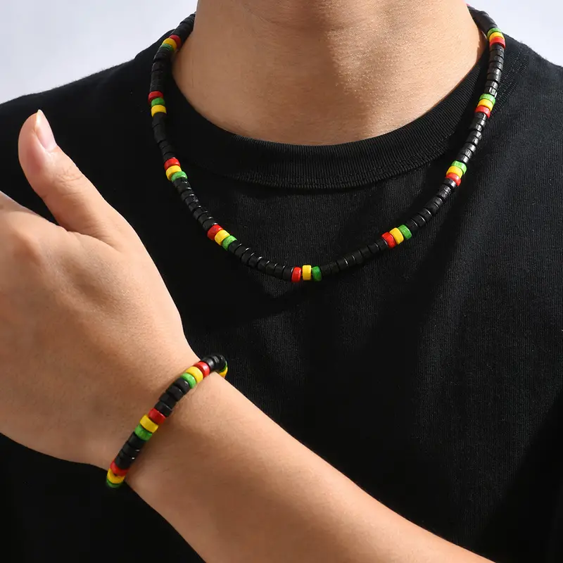 Necklace and Bracelet - Mens- Afrocentric Set