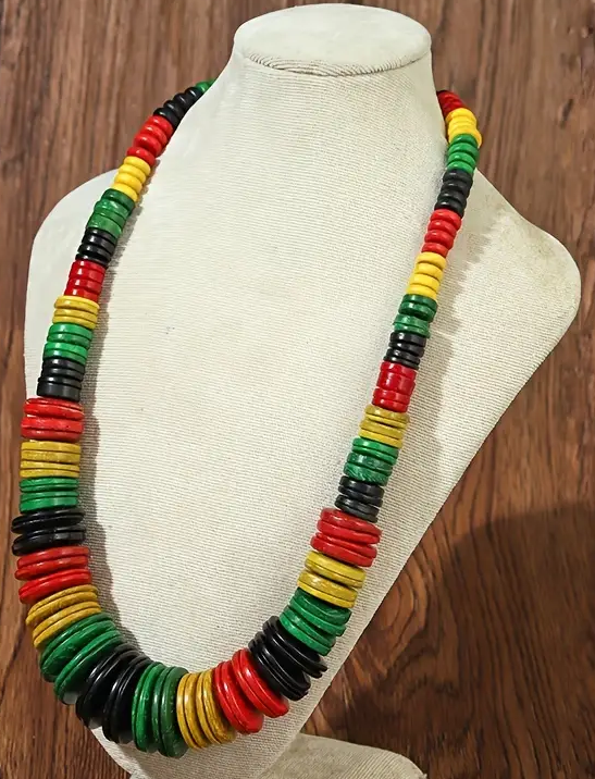 Necklace - Coconut Shell Wood - Afrocentric