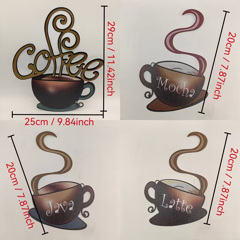 Wall Art - Four metal coffee cups