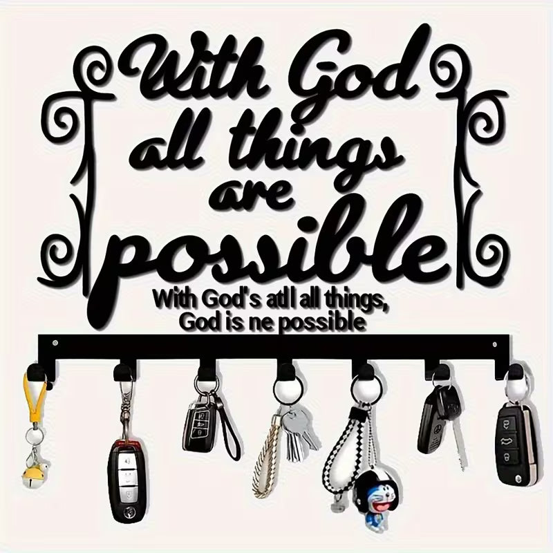 Wall Art - With God All Things are Possible - Metai - Black