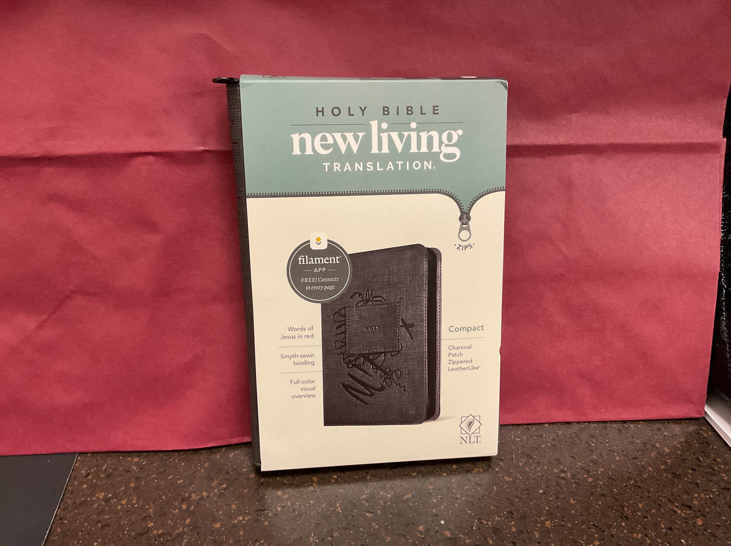 NLT Personal-Regular Print Bible, Filament Enabled Edition--soft leather-look-Gray