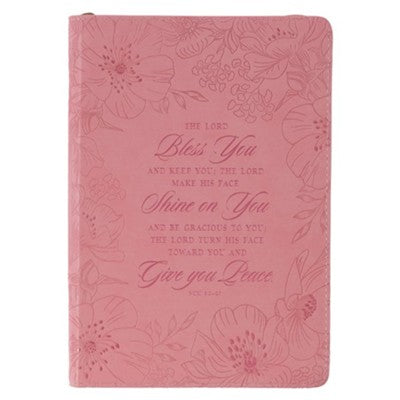 Journal - Zippered- The Lord Bless You and Keep You ...  Medium Pink