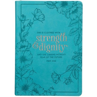 Journal - Zippered - She is Clothed with Strength & Dignity - Medium Teal