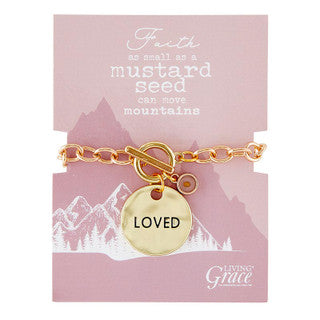 Bracelet - Mustard Seed - Loved, Believe, Faith, Cross