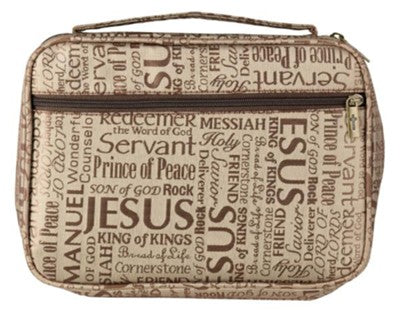 Bible Cover - Names of Jesus - Jacquard Brown, XX-Large
