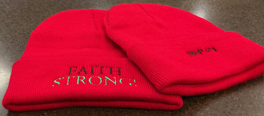 CLEARANCE - Skull Cap - Faith Strong Beanie, One Size (Burnt Orange)