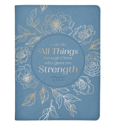 Journal - Zippered - I Can Do All Things - Medium Blue