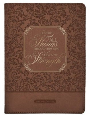 Journal - Zippered - I Can Do All Things - Medium Tan