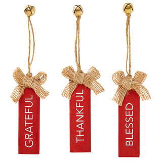 Ornament - Wood - Grateful, Thankful, Blessed