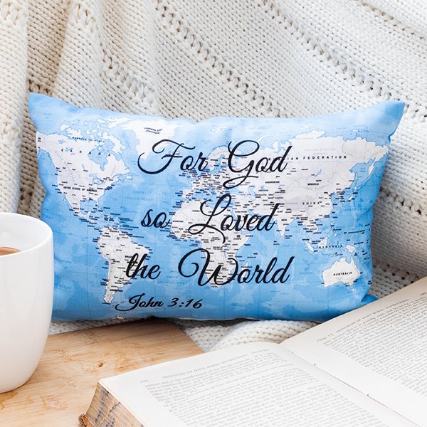 Pillow - Prayer Pocket - Globe - John 3:16