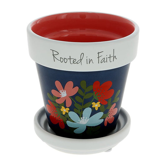 Planter - Flower Pot - Rooted in Faith