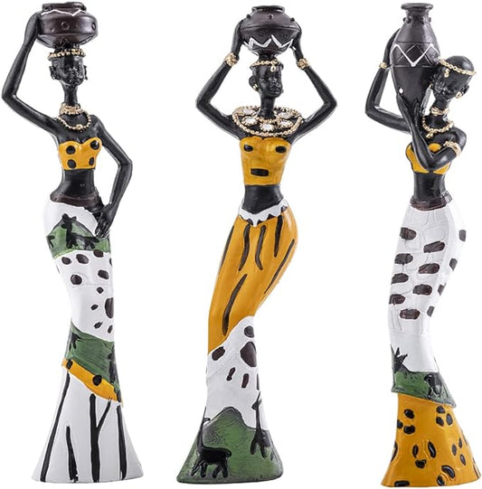 Figurine-African Statue/Sculpture Tribal Ladies-3 pcs